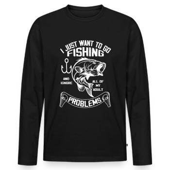 Ich will einfach nur angeln gehen und alle meine E - Männer Premium Bio Langarmshirt - Schwarz - Vorne - Nico (187cm)