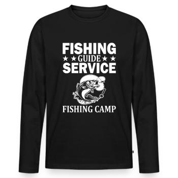 Fishing Guide Service Fishing Camp 1 - - Men's Premium Organic Long Sleeve Shirt - black - Front - Nico (187cm)