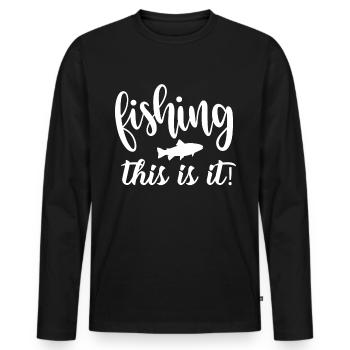 La pêche C’est tout - - T-shirt manches longues Premium bio Homme - noir - Devant - Nico (187cm)