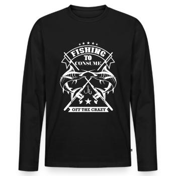 Fishing to consume the crazy - - Men's Premium Organic Long Sleeve Shirt - black - Front - Nico (187cm)