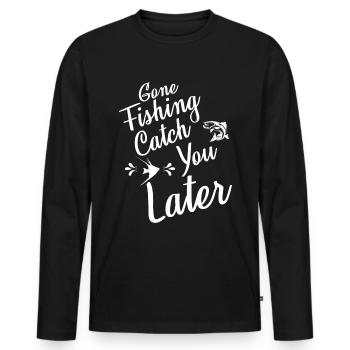 Pêche disparue plus tard - - T-shirt manches longues Premium bio Homme - noir - Devant - Nico (187cm)