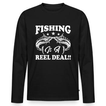 La pêche est une activité avec le moulinet - - T-shirt manches longues Premium bio Homme - noir - Devant - Nico (187cm)