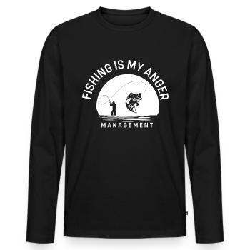 Fishing is my anger management - - Men's Premium Organic Long Sleeve Shirt - black - Front - Nico (187cm)