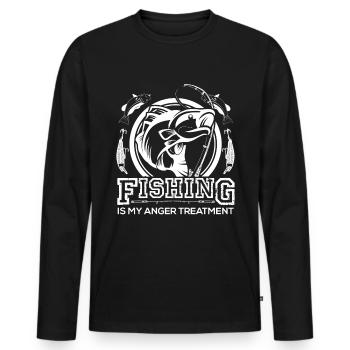 Fishing is my anger treatment - - Men's Premium Organic Long Sleeve Shirt - black - Front - Nico (187cm)