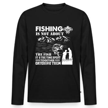 La pêche n’est pas une question de poisson, c’est une question de - T-shirt manches longues Premium bio Homme - noir - Devant - Nico (187cm)