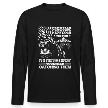 La pêche ne concerne pas le poisson, mais - T-shirt manches longues Premium bio Homme - noir - Devant - Nico (187cm)