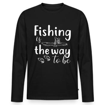 Angeln ist der Weg zum Leben -. - Männer Premium Bio Langarmshirt - Schwarz - Vorne - Nico (187cm)