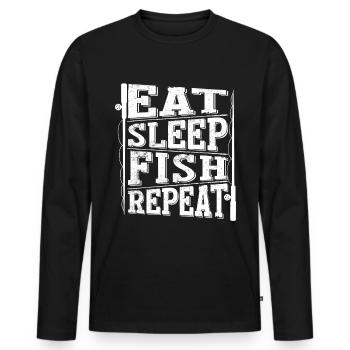 Manger du sommeil Poisson Répéter 2 - - T-shirt manches longues Premium bio Homme - noir - Devant - Nico (187cm)