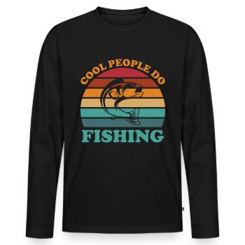 Coole Leute fischen 3 - - Männer Premium Bio Langarmshirt - Schwarz - Vorne - Nico (187cm)
