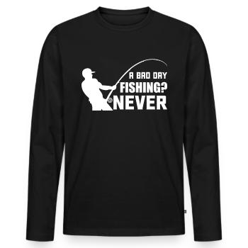 A bad day fishing is never - - Men's Premium Organic Long Sleeve Shirt - black - Front - Nico (187cm)
