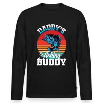 Le compagnon de pêche de papa 1 - - T-shirt manches longues Premium bio Homme - noir - Devant - Nico (187cm)