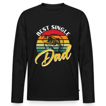 Meilleur père célibataire -. - T-shirt manches longues Premium bio Homme - noir - Devant - Nico (187cm)