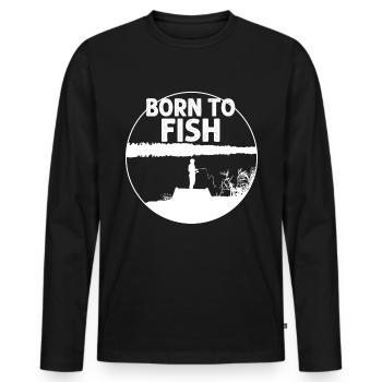 Né pour pêcher - - T-shirt manches longues Premium bio Homme - noir - Devant - Nico (187cm)