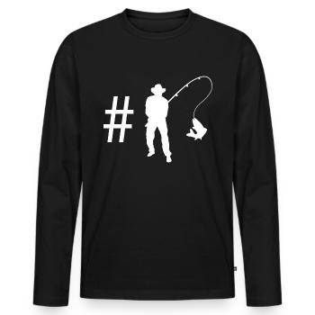 Hashtag - Pêche - - T-shirt manches longues Premium bio Homme - noir - Devant - Nico (187cm)