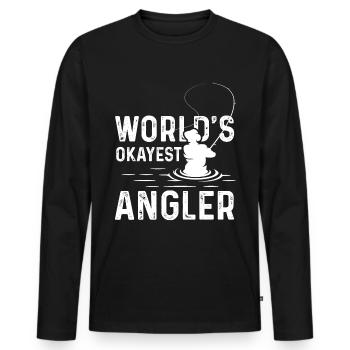 World's Okayest Angler - Männer Premium Bio Langarmshirt - Schwarz - Vorne - Nico (187cm)