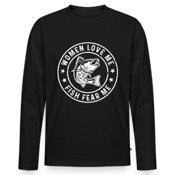 Women love me Pisces fear me - Men's Premium Organic Long Sleeve Shirt - black - Front - Nico (187cm)