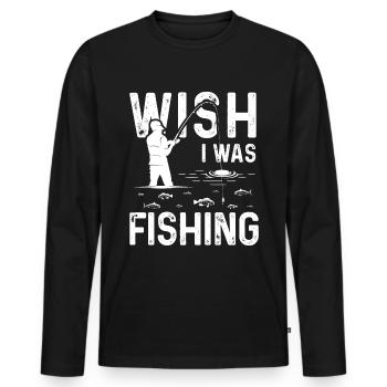 J’aimerais pêcher - T-shirt manches longues Premium bio Homme - noir - Devant - Nico (187cm)