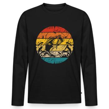 Retro fishing - Men's Premium Organic Long Sleeve Shirt - black - Front - Nico (187cm)
