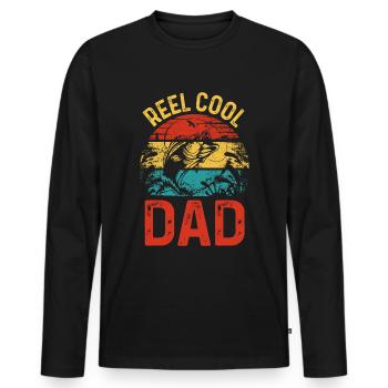 Retro-Rolle Cooler Papa - Männer Premium Bio Langarmshirt - Schwarz - Vorne - Nico (187cm)