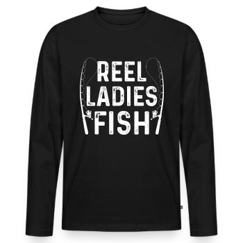 Moulinet Femmes Poissons - T-shirt manches longues Premium bio Homme - noir - Devant - Nico (187cm)