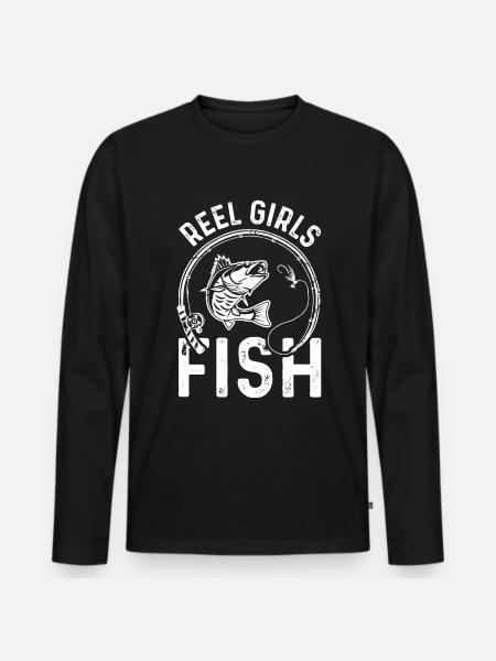 Reel Mädchen fischen - Männer Premium Bio Langarmshirt - Schwarz