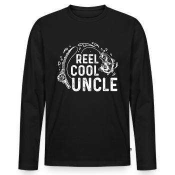 Reel Cool Oncle - T-shirt manches longues Premium bio Homme - noir - Devant - Nico (187cm)