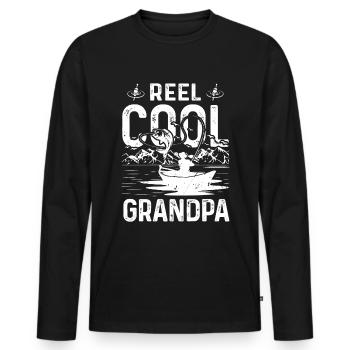 Roll Cool Grand-père - T-shirt manches longues Premium bio Homme - noir - Devant - Nico (187cm)