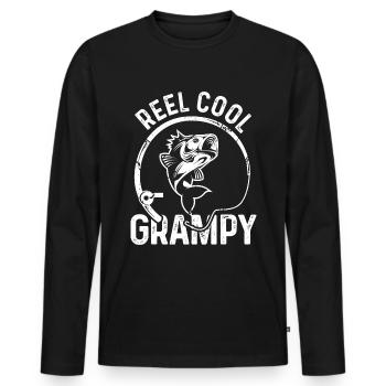 Roll Cool Grand-père - T-shirt manches longues Premium bio Homme - noir - Devant - Nico (187cm)