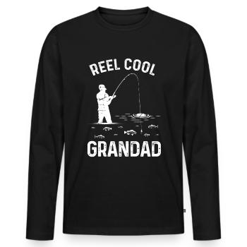 Roll Cool Grand-père - T-shirt manches longues Premium bio Homme - noir - Devant - Nico (187cm)