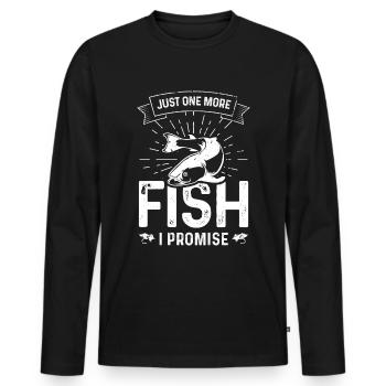 Plus qu’un poisson que je promets - T-shirt manches longues Premium bio Homme - noir - Devant - Nico (187cm)