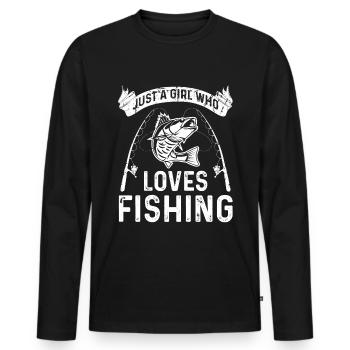 Nur ein Mädchen, das das Angeln liebt - Männer Premium Bio Langarmshirt - Schwarz - Vorne - Nico (187cm)