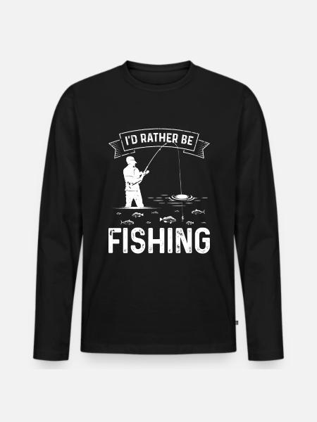 Ich würde lieber fischen - Männer Premium Bio Langarmshirt - Schwarz
