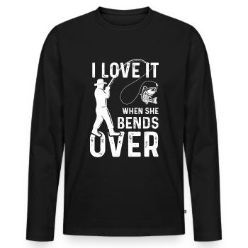 J’adore quand elle se penche - T-shirt manches longues Premium bio Homme - noir - Devant - Nico (187cm)