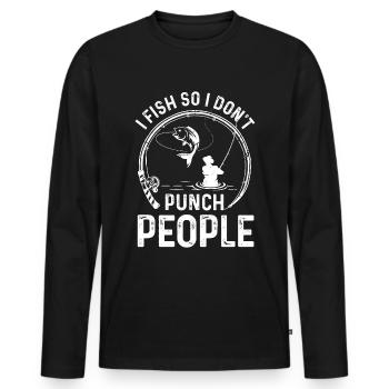 I fish so I don't hit people - Men's Premium Organic Long Sleeve Shirt - black - Front - Nico (187cm)