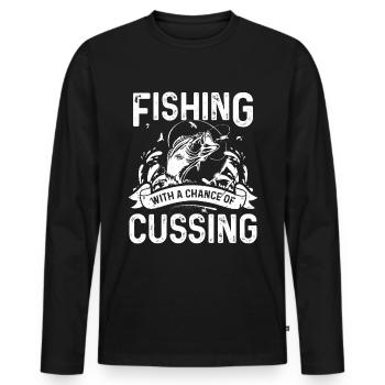 Pêcher avec une chance de jurer - T-shirt manches longues Premium bio Homme - noir - Devant - Nico (187cm)