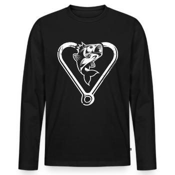 Cœur de pêche - T-shirt manches longues Premium bio Homme - noir - Devant - Nico (187cm)