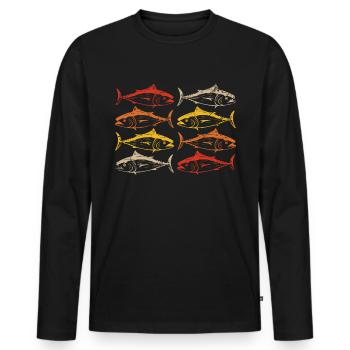 Pêche Rétro - T-shirt manches longues Premium bio Homme - noir - Devant - Nico (187cm)