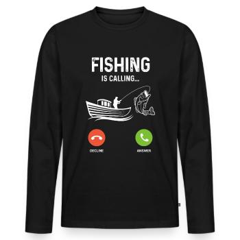 La pêche est un métier - T-shirt manches longues Premium bio Homme - noir - Devant - Nico (187cm)