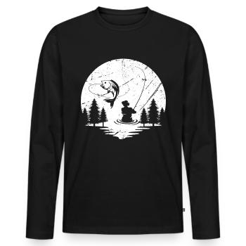 Pêche - T-shirt manches longues Premium bio Homme - noir - Devant - Nico (187cm)