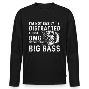 Ich bin nicht leicht abzulenken Ich bin einfach OM - Männer Premium Bio Langarmshirt - Schwarz - Vorne - Nico (187cm)