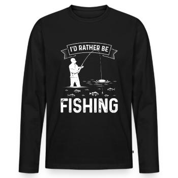 Je préfère pêcher - T-shirt manches longues Premium bio Homme - noir - Devant - Nico (187cm)