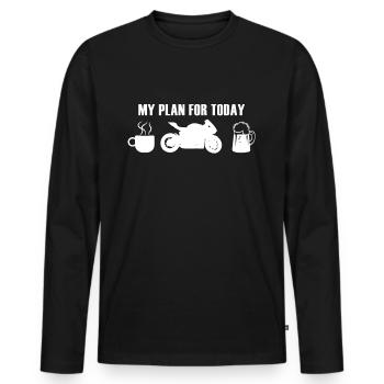 My Plan for today Biker tshirt - Men's Premium Organic Long Sleeve Shirt - black - Front - Nico (187cm)