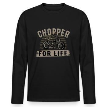 Chopper, moto pour la vie - T-shirt manches longues Premium bio Homme - noir - Devant - Nico (187cm)
