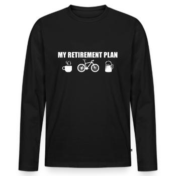 Mon plan de retraite - T-shirt manches longues Premium bio Homme - noir - Devant - Nico (187cm)