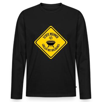 Echte Männer Grillen Mit Holzkohle - Männer Premium Bio Langarmshirt - Schwarz - Vorne - Nico (187cm)