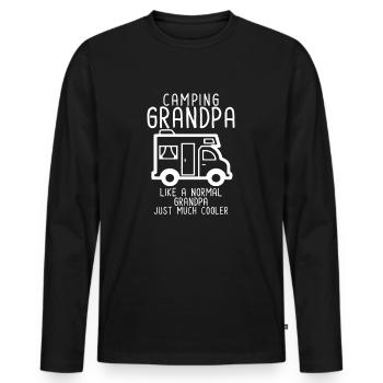Camping grand-père - T-shirt manches longues Premium bio Homme - noir - Devant - Nico (187cm)