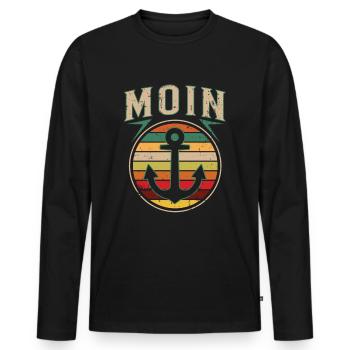 Moin Meer Nordsee Küste Norden Hamburg Geschenk - Männer Premium Bio Langarmshirt - Schwarz - Vorne - Nico (187cm)