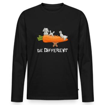 Be Different Funny Rabbit Cute Bunny Design - Men's Premium Organic Long Sleeve Shirt - black - Front - Nico (187cm)