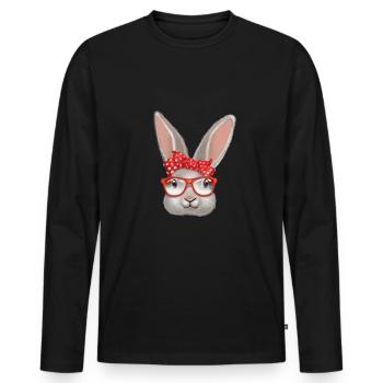 Visage de lapin mignon design rétro lapin vintage - T-shirt manches longues Premium bio Homme - noir - Devant - Nico (187cm)