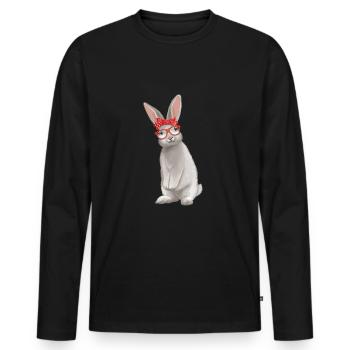 Lapin lapin lapin cadeau anniversaire rétro - T-shirt manches longues Premium bio Homme - noir - Devant - Nico (187cm)